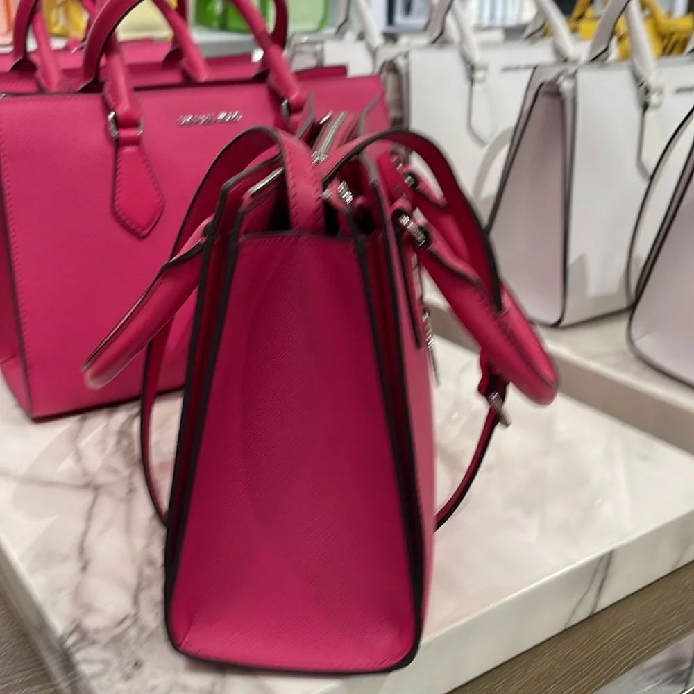 Michaela Kors Sheila Medium Faux Saffiano Leather Satchel
Dragonfruit 
NWT - Picture 13 of 16